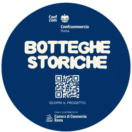 La vetrofania del progetto Botteghe Storiche a Roma anno 2026 della Confcommercio Roma
